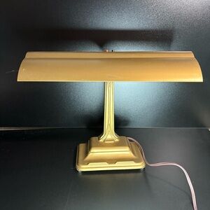 vintage metal banker's piano desk lamp gold mid century MCM fluorescent light‎